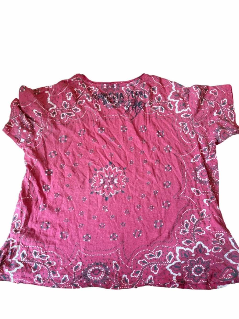 Magnolia Pearl Pink Bandana Print Cotton Top | Boho Oversized Tunic Festival NWT - Picture 4 of 6